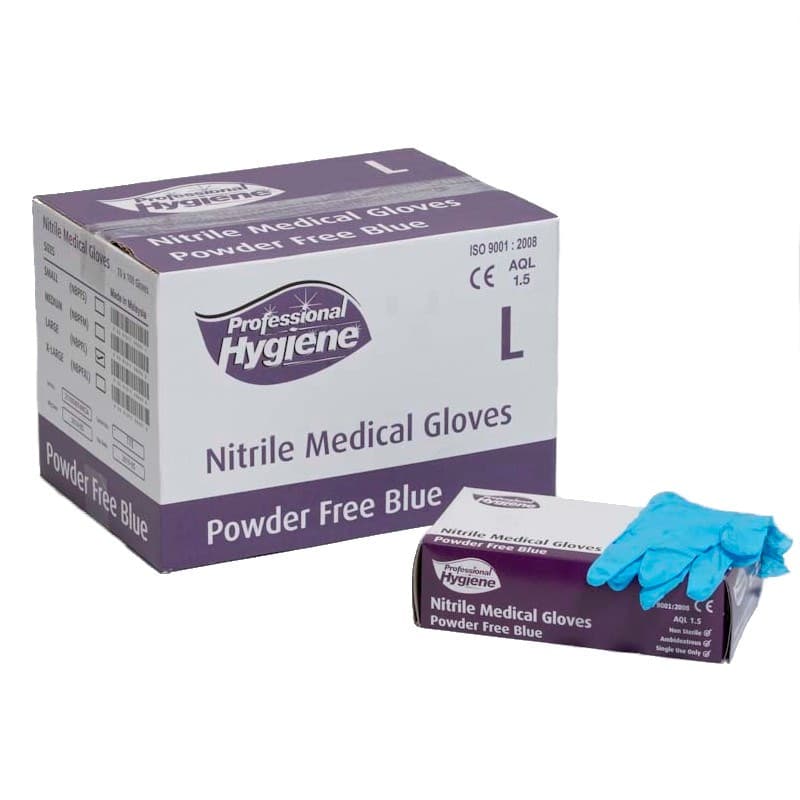 Blue Powder Free Nitrile Gloves (Medium)