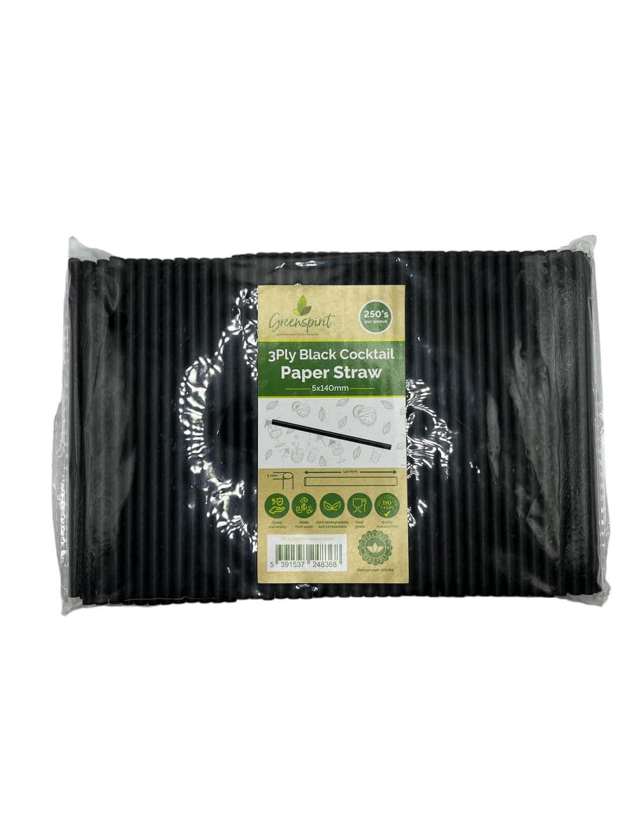 Black Paper Cocktail Straw (3ply, 5x140mm) 2