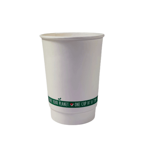 12oz PC Compostable Double Wall White-Printed Cup