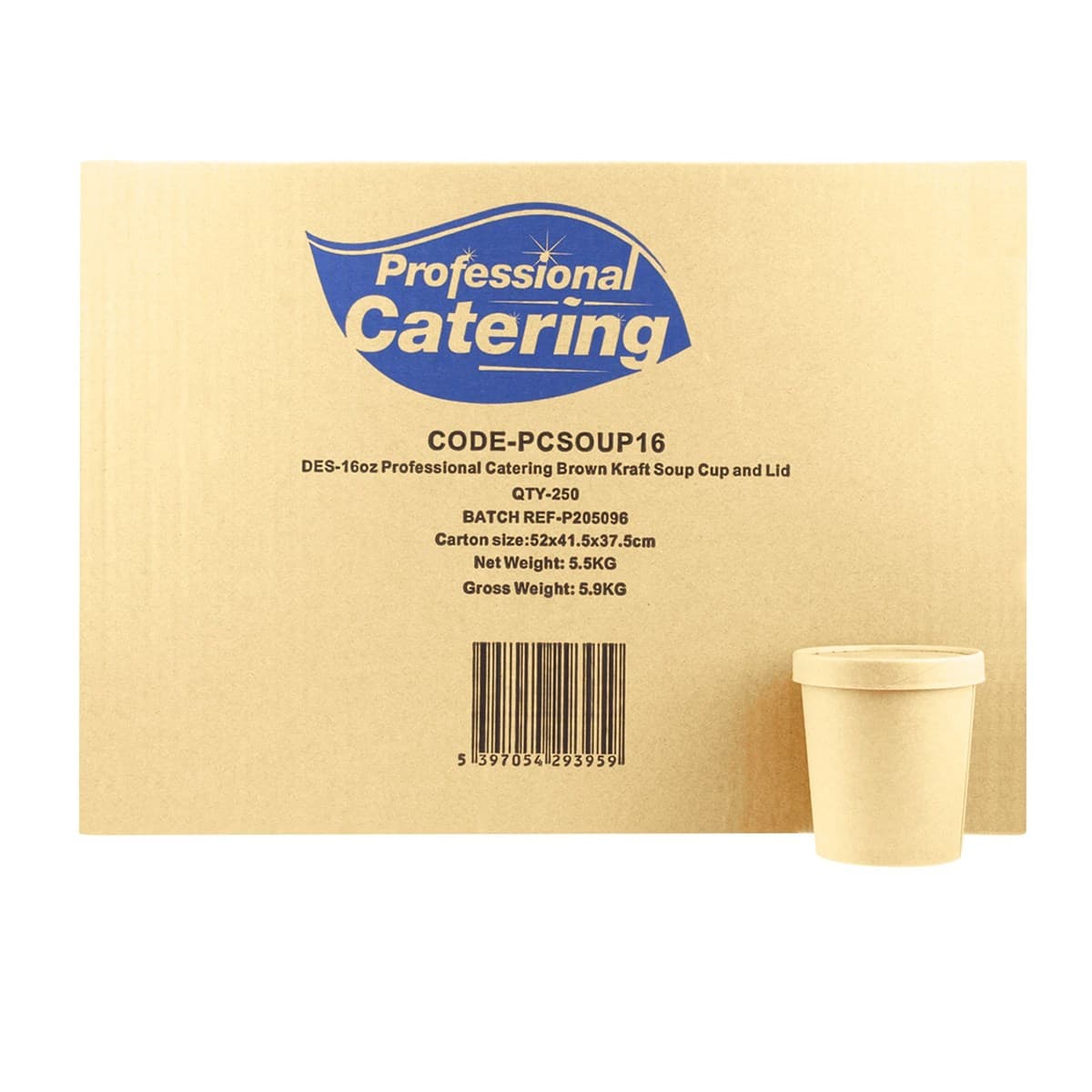 16oz Professional Catering Kraft Soup Cup & Lid