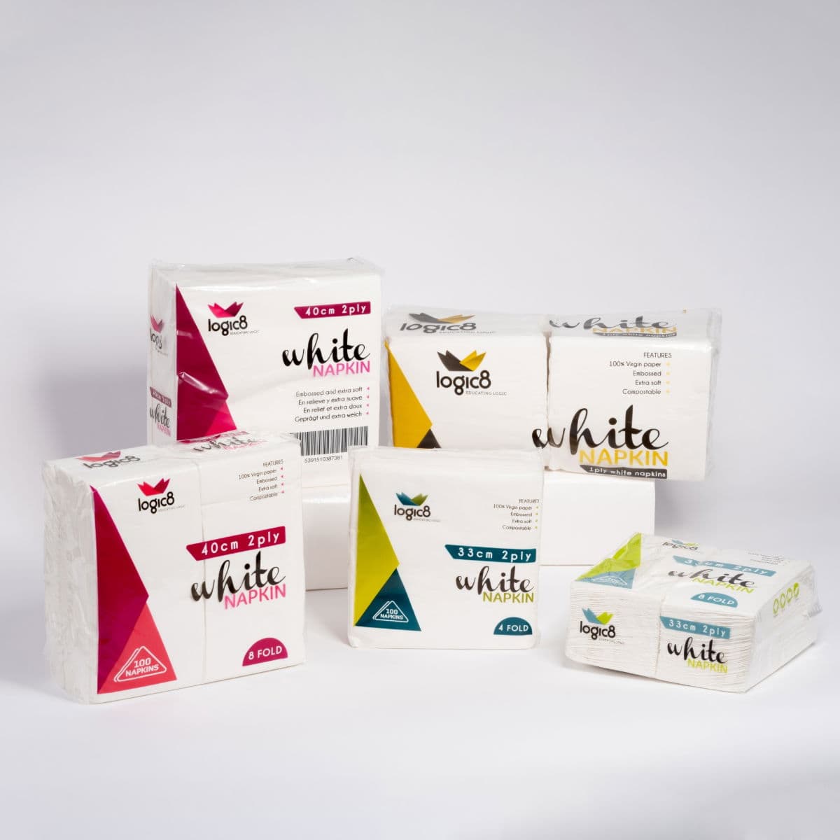 Logic8 White 2ply 4fold Lunch Napkin (33cm) 2