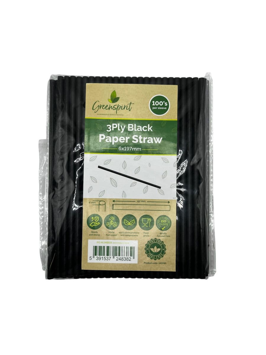 Black Paper Straw (3ply, 6x197mm) 2