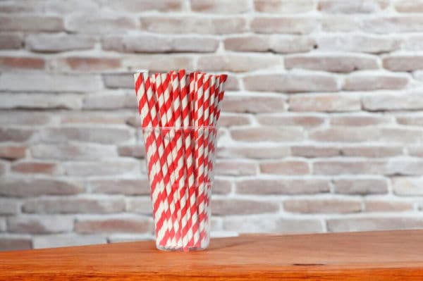 Red Striped Paper Straw (3ply, 6x197mm) 2