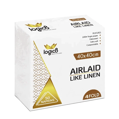 Logic8 White Airlaid 4fold Napkins (40cm)