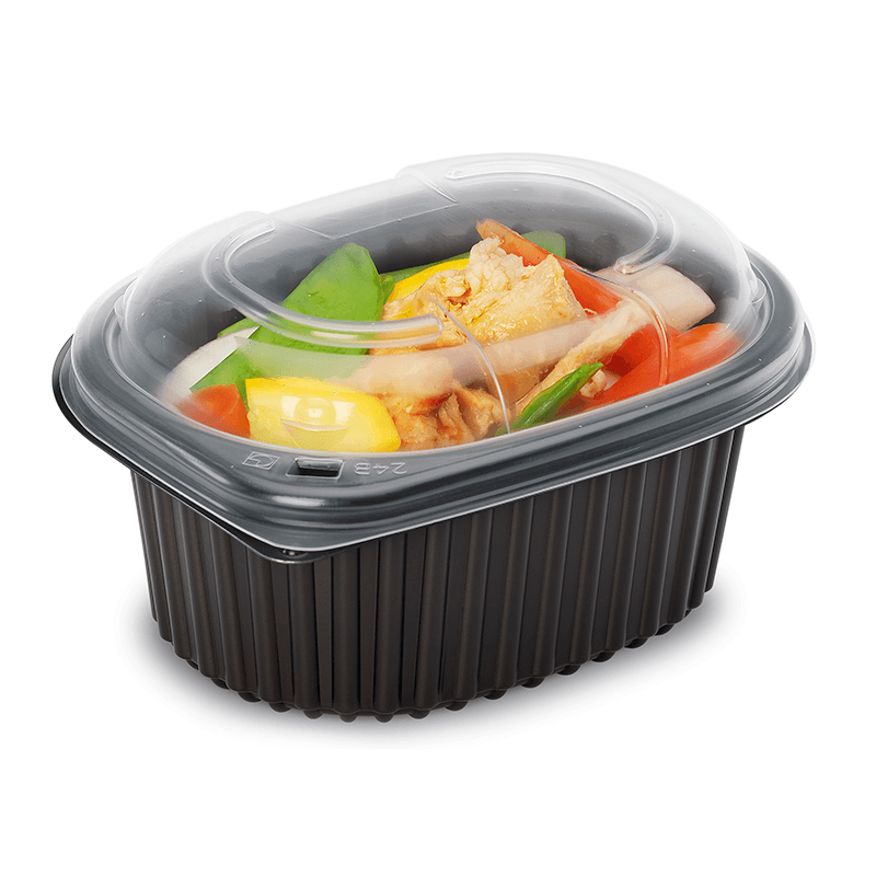 16oz Black 1-Compartment Microwaveable Container