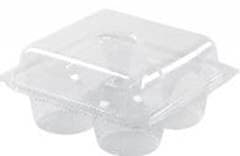 Clear 4 Compartment Muffin Container (320x204x51mm)