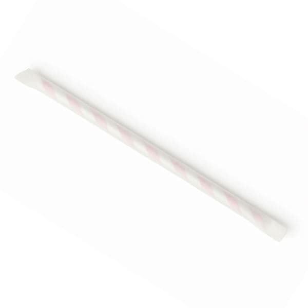 Wrapped Red Striped Paper Straw (3ply, 6x197mm)