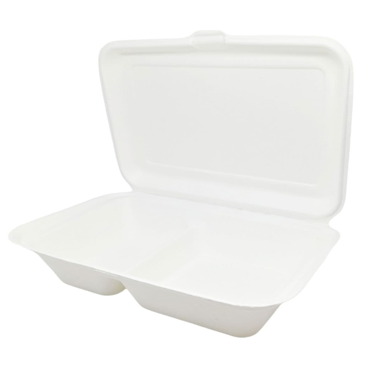 Bagasse 2 Compartment Meal Box (9x6x2")