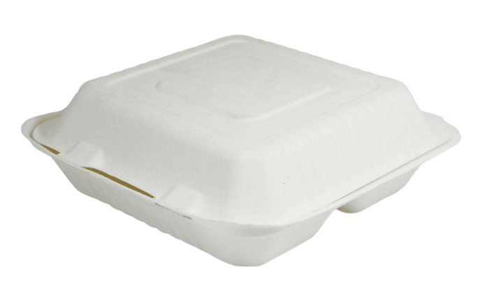 Bagasse 3 Compartment Meal Box (9x9")