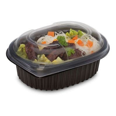 12oz Black 1-Compartment Microwaveable Container