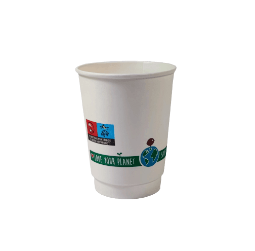 8oz PC Compostable Double Wall White-Printed Cup 2