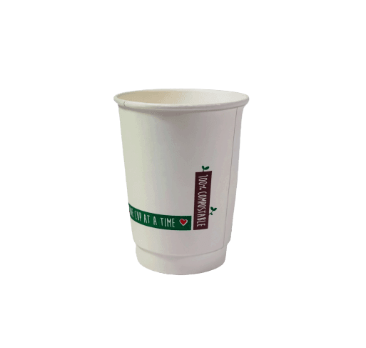 8oz PC Compostable Double Wall White-Printed Cup 3