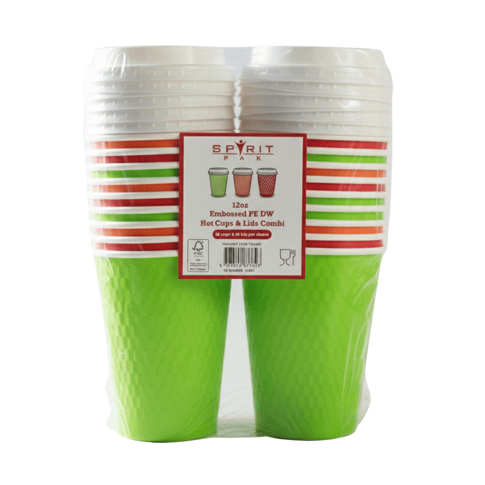 12oz Embossed PE Double Wall Hot Cups with 90mm Lids