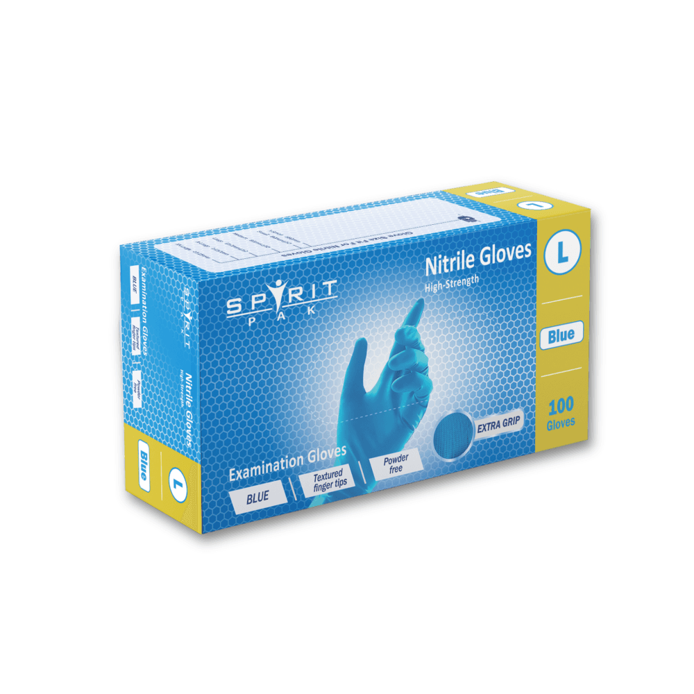 Spiritpak Blue Nitrile Examination Gloves (Large)