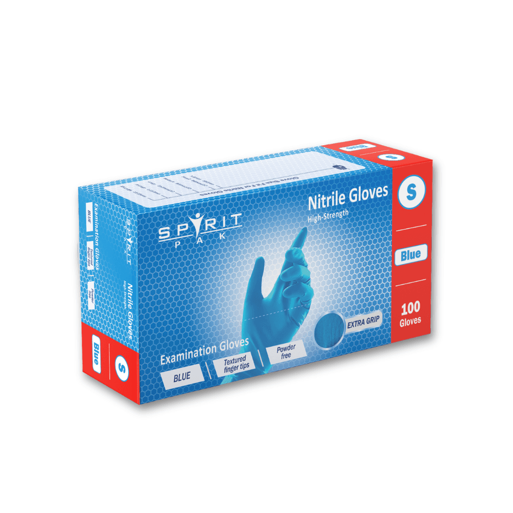 Spiritpak Blue Nitrile Examination Gloves (Small)