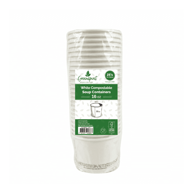 16oz White Greenspirit Compostable Soup Containers 3