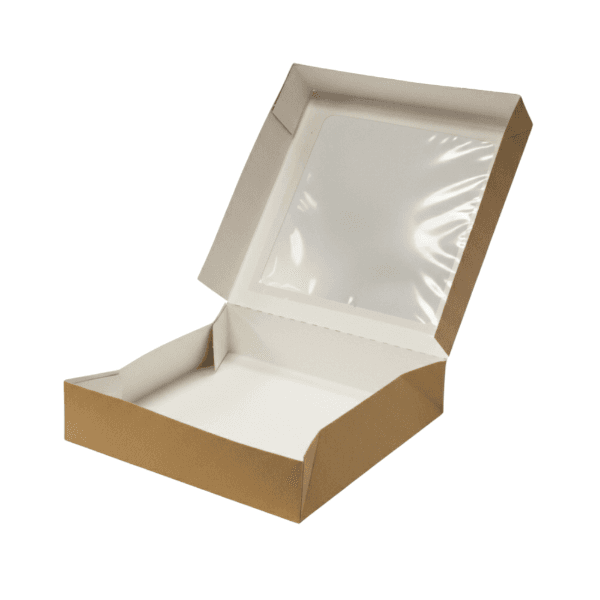 Kraft Brown Apple Tart Box with Window (9x9x2") 2