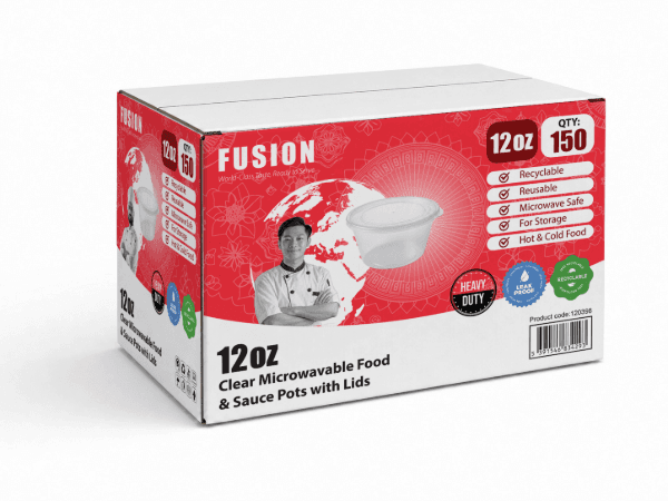 12oz Fusion Microwavable Food & Sauce Pots With Lids 2