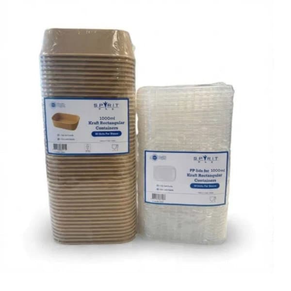 1000ml Spiritpak Kraft Rectangular Container with PP Lid 3