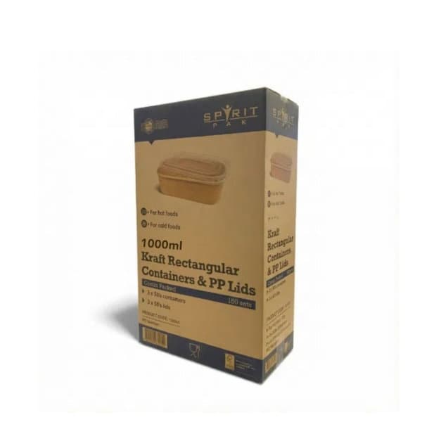 1000ml Spiritpak Kraft Rectangular Container with PP Lid 4