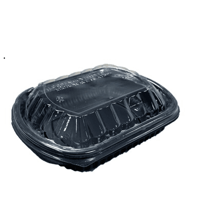 24oz Black 1-Compartment Microwavable Container & Lid