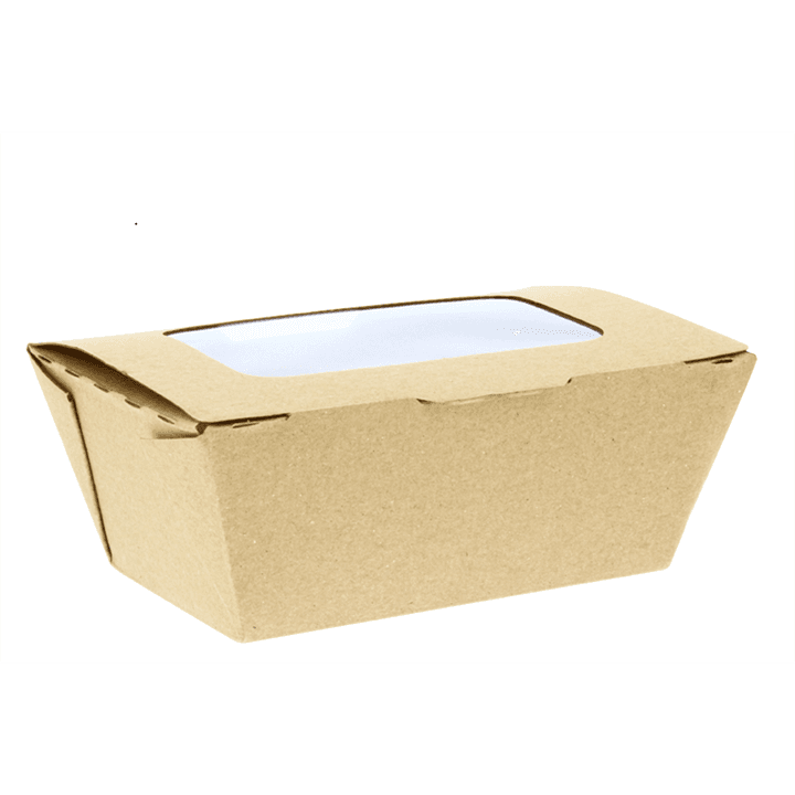 Light Brown Corrugated To Go Box with Window (155x155x60mm)