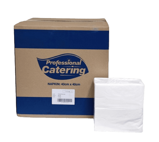 White Professional Catering Napkin 2ply 1/8 Fold (40x40cm)
