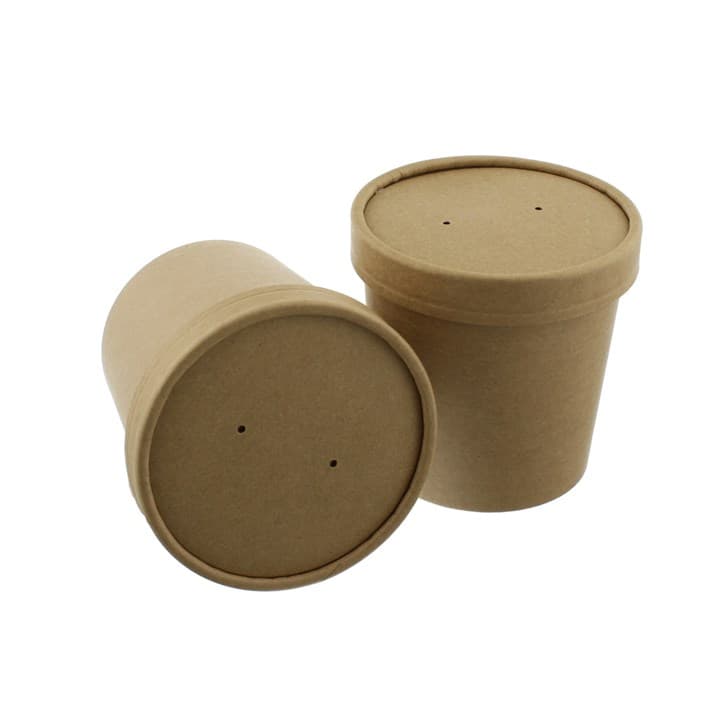 16oz Brown Kraft Soup Cup & Lid