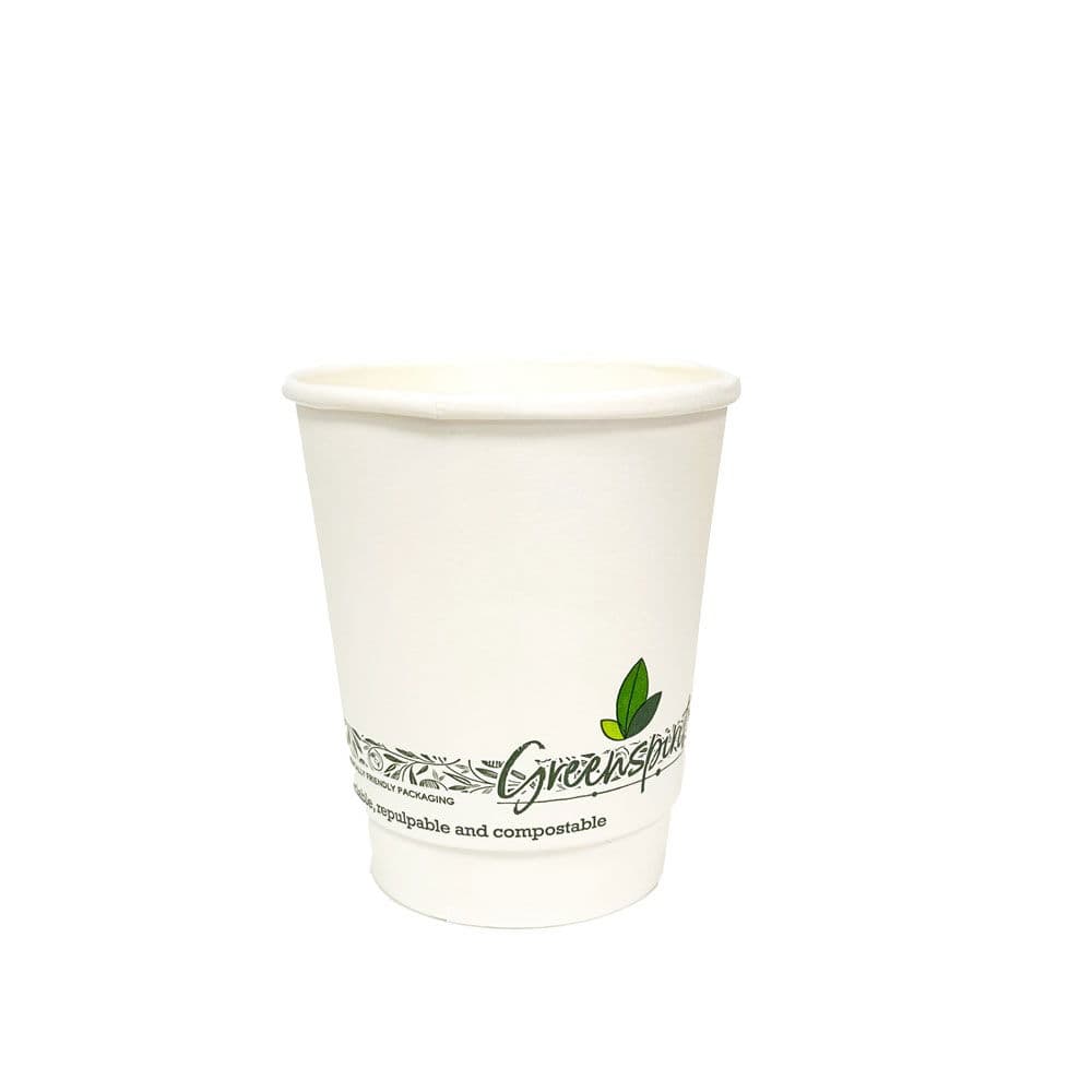 8oz White Aqueous Double Wall Hot Cup
